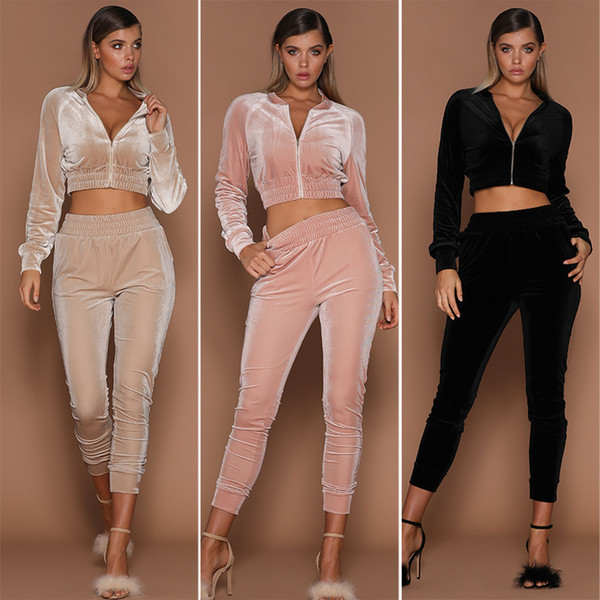 Women Sportswear Suit Corduroy Long Sleeve Sweatshirt + Pants Two-piece Set Women Jogging Sport Suit for Ladies Leisure Tracksuit Plus Size