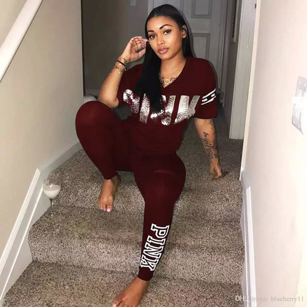 Fashion Spring Women Pink Tracksuits Casual Short Sleeve Two-piece Jogger Set Ladies Fall Tracksuit Sweat Suits Black Plus Size S-3XL