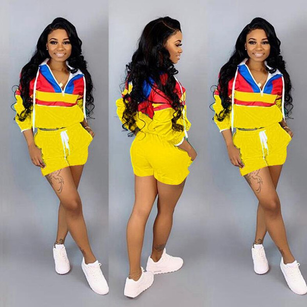 Summer Fashion Designer Women Hoodie 2 Piece Set Tracksuit Top with Shorts Sportswear Sports Size S-3XL