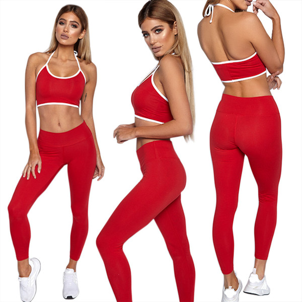 Women Sport Suit Backless Vest Tracksuit Fitness Yoga Set Gym Running Sportswear Leggings Tight Jumpsuits Workout Sports Clothing GGA1631