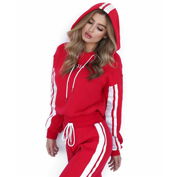 Womens Tracksuits Fashion Print Two-piece Suit Casual Letter Striped Sportswear Loose Style Pullover & Trousers