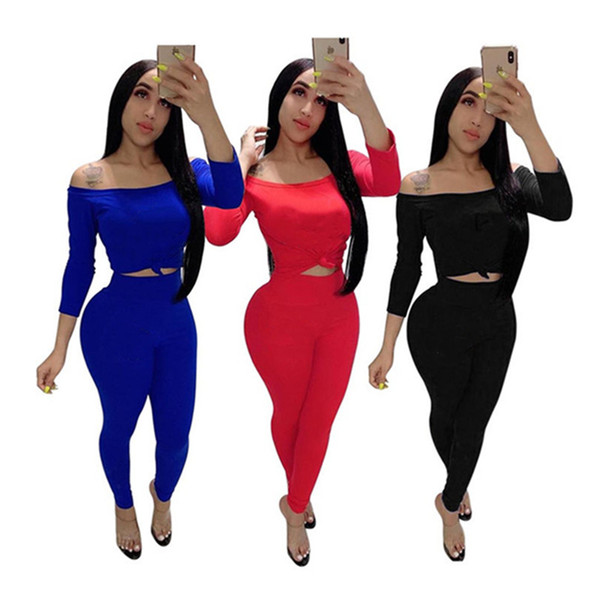 Women designer 2 piece set summer clothes plus size t-shirt fitness running jogging suit bodycon leggings pants long sleeve Embroidery 403