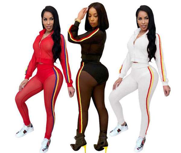 Women Tiger Head Print Tracksuit Suits 2pcs Ripped Pants Outfits Long sleeve T shirt+ Pants Sportswear GYM Jogging Casual Clothing