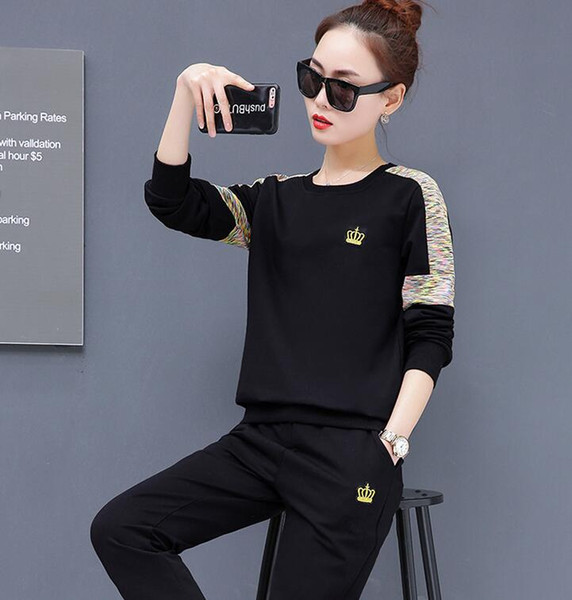 2 Piece Set Women Tracksuit Casual PINK Letter Print Sexy Sweat Suits Patchwork Hoodies+ Skinny Pants XXXL