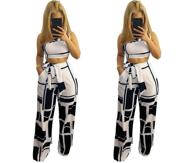 Womens Set Summer White Letter Printed T Shirt Sexy Cropped Tops +Striped Pants Calf Length Casual Tracksuit