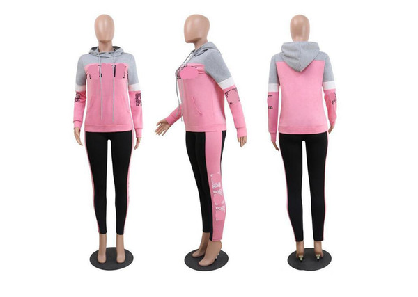 Fagucc19sshat-collar two-piece nightclubs apparel manufacturers direct sales of European and American women's hoodies pink printing fre