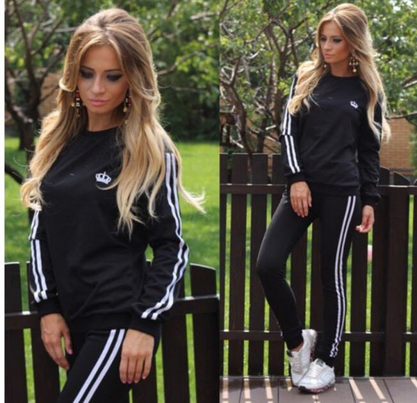 Sport 2pcs Women Set Tracksuits Statement Personality Zipper Casual Sets Cloth + Pants Free Shipping