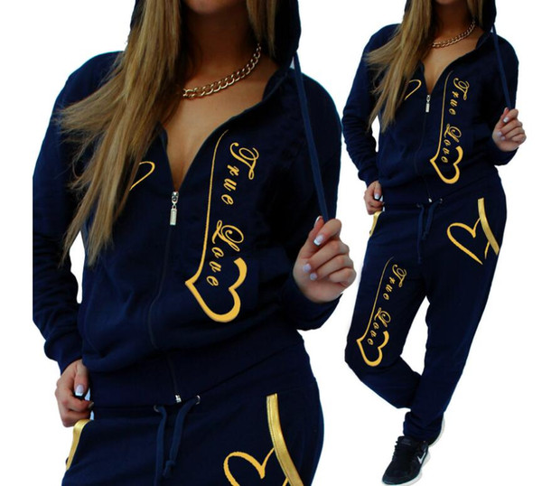 Womens Two Piece Set Hoodies 2PCS Set Autumn Fashion Unique Letter Printing Tracksuit 2pcs Sports Suit Female Sportswear