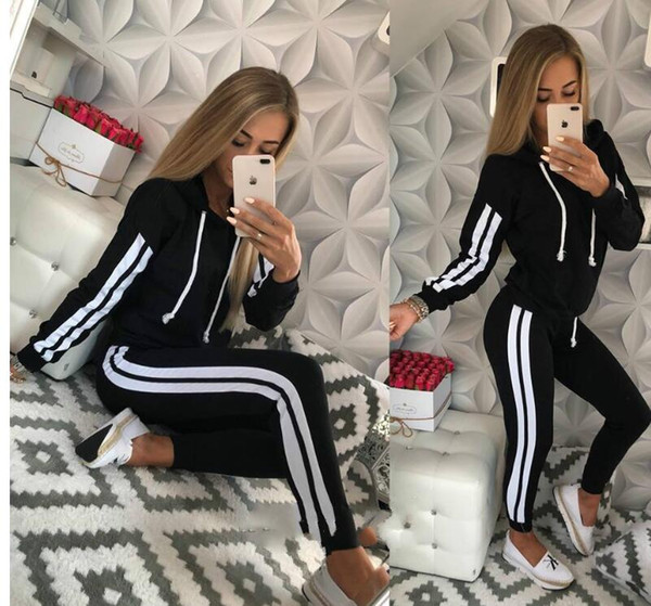 Womens Hoodies Pant Clothing 2PCS Set Warm New Women Ladies letter Tracksuit Set 2pcs Tops Pants Suit Female