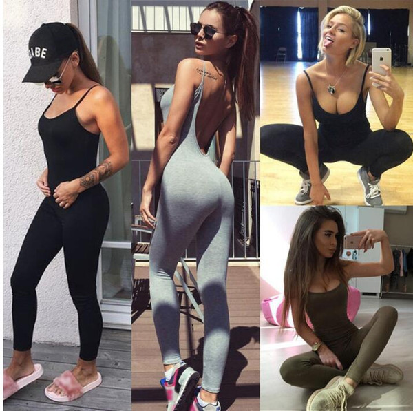 Women's sexy jumpsuits summer backless slings casual sports jumpsuits Sport Yoga Gym Rompers Suit Fitness Workout Jumpsuit Bodysuit KKA5600