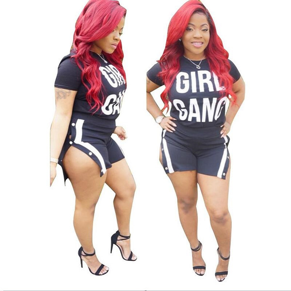 black/red Letter Print 2 Piece Set Women Summer Short Womens Outfit Club Set Top and Pant Shorts Sets Suit Plus Size Button