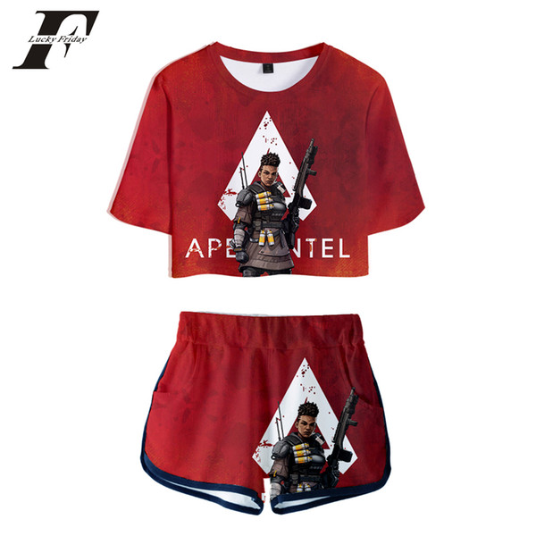 bts 2 piece set 3D Harajuku Apex Legends Print Summer Two Pieces sets Women Fashion Clothes 2019 Hot Sale Casual Plus Size