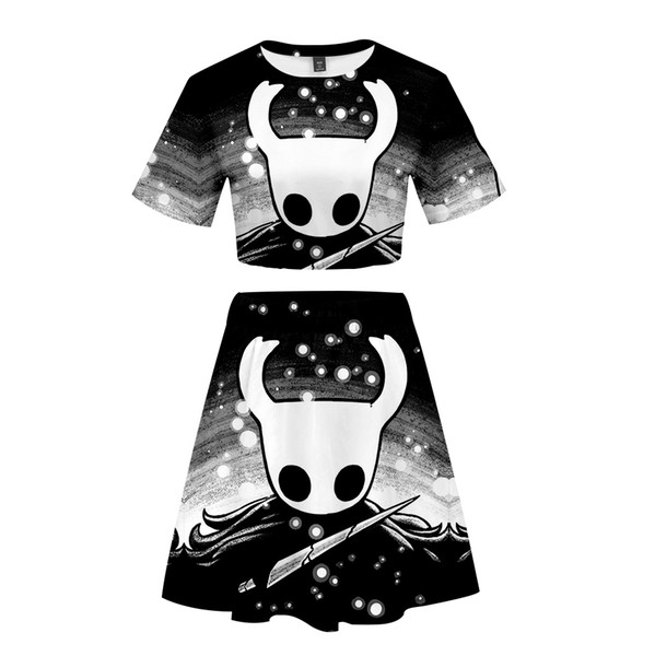 Streetwear Women DropAnime Style Game Two Piece Sets 3D Printed Fashion Summer Short Sleeve Crop Tops Skirt Casual