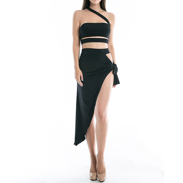 Women Sexy 2 Piece Set Summer Sleeveless Backless Top Skirt Two Piece Set Skirt And Top Party Club Split Dress Conjunto Feminino