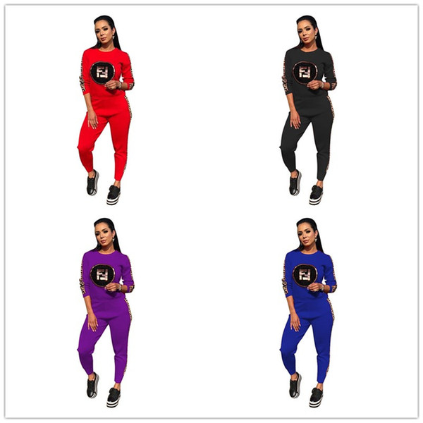 Brand Fashion F letter Tracksuit Women Sequins FF Pullover Hoodie Sweatshirt + Pants Joggers Set Sports Suit Casual Outfits Designer Clothes
