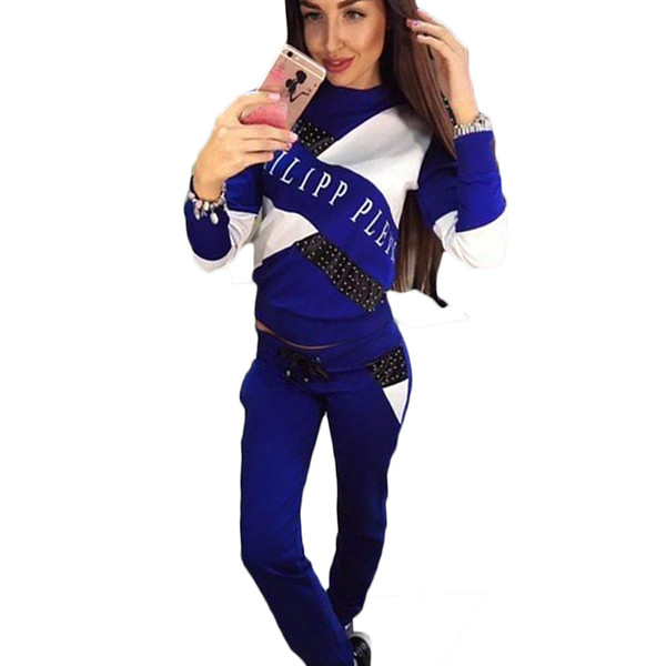 2 Two Piece Set Fall Female Casual Tracksuit Patchwork Letter Print Women Pullovers Tops Slim Pants Hoodie Suits trajes de mujer