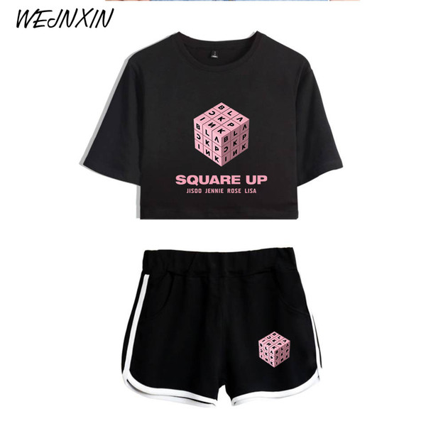 WEJNXIN Summer Kpop BLACKPINK Sexy Two Piece Set Women Exposed Crop Tops + Shorts Pants Tracksuit Women Conjun
10000
to Feminino