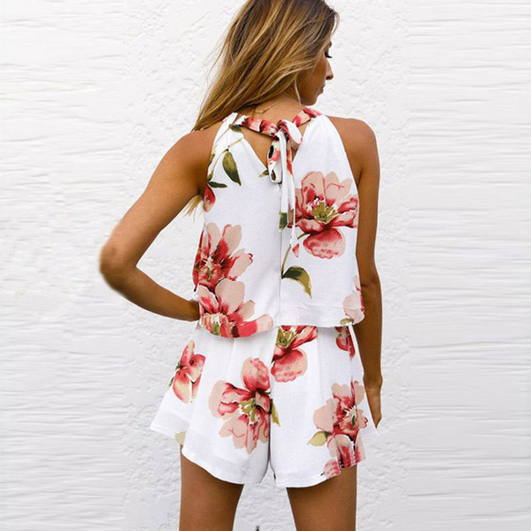 Hot Summer Sexy Fashion Sleeveless Printed Suit For Neck-hung And Shoulder-exposed Female Popular Trend Style jooyoo