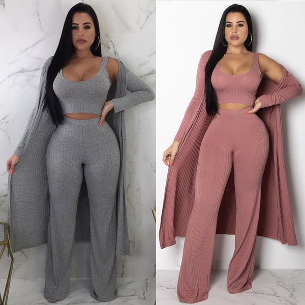 Autumn Women 3Pcs Loose Tracksuit Cloak+Crop Top+Pants Sets Sport Wear Casual Gym Suits Streetwear Plus Size