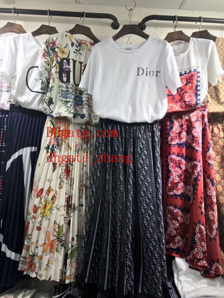 high quality women new styles clothes cotton short sleeved tshirt and skirts ladies 2 piece sets guc-66