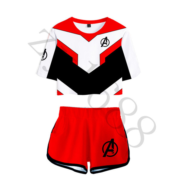 Girl Children Lady Avengers 4 Endgame loose 3D digital print crop short sleeved shorts set summer Cosplay Marvel Comics movies Sexy hot pant