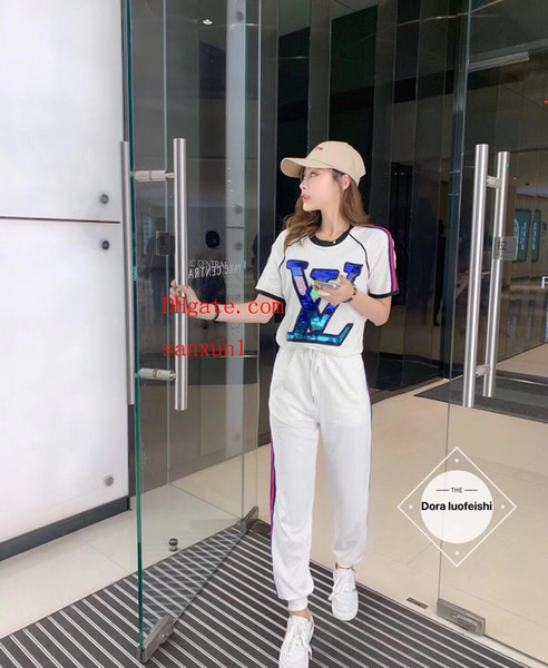 2 Piece Set Women Letters Printed C
8000
omfortable Sweatshirt+Pants Suit Tracksuits short Sleeve Sportswear Outfit vl-tn4