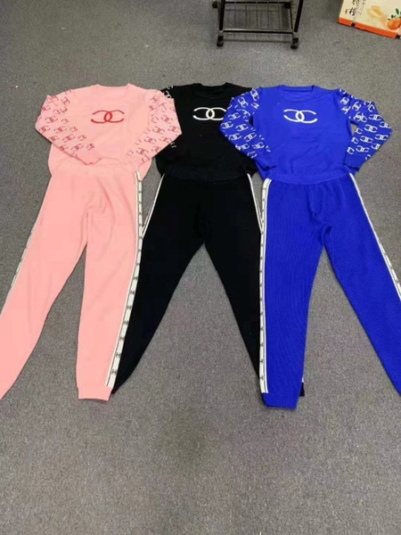 Women Fashion Brand Knitting Sets Ladies Sweaters And Pants 2 Pieces Sets Sweater Suit