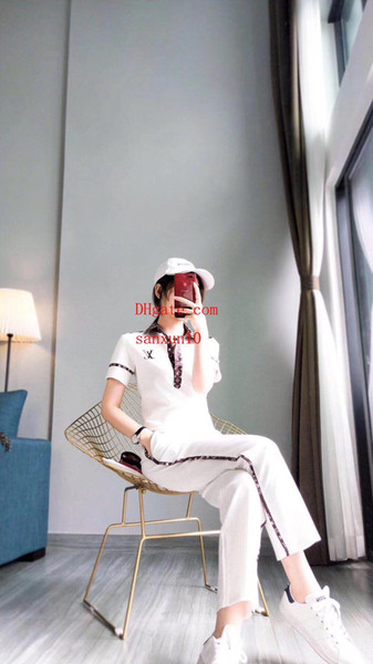Fashion brand Women Tracksuit Summer Comfortable Sportswear Printed T-shirt color Pencil Pants Set women clothes Sport Suit Outfits ff-o7