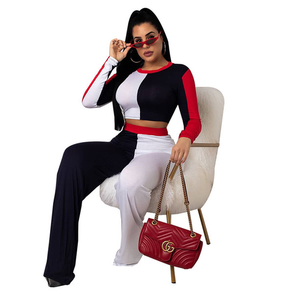 Women desinger 2 piece pants casual suit cap long sleeve Crew Neck t-shirt Sexy & Club Wide-legged pants summer clothes Plus size 41