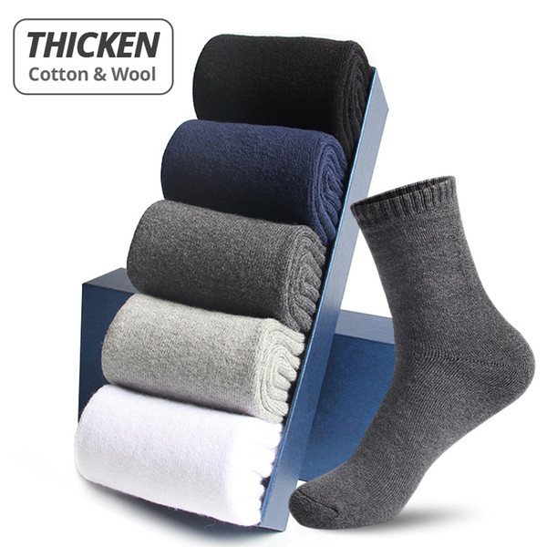 Hss 5pairs/lot Thicken Winter Socks High Quality Men's Cotton Wool Socks Keep Warm Towel Hemming Man Socks Thick Thermal MX190719