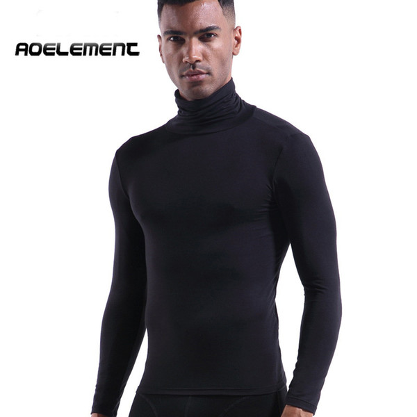 Elastic Cotton Mens Thermal Underwear Winter Turtleneck Tops Male Clothes T shirt XXXL Big size Man Long Sleeve Undershirt Men