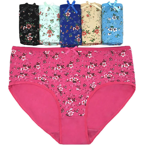 Yun Meng Ni Sexy Underwear Front Flower Printed Women Lingerie Big Size Cotton Hipster Lady Panties