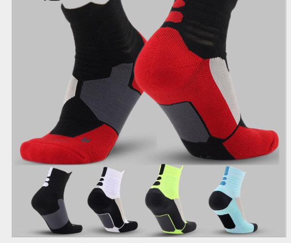 2017 New Elite Professional Socks Men short crew towel bottom Socks Male Compression Sox Men's crew Basketball Socck short tube Socks