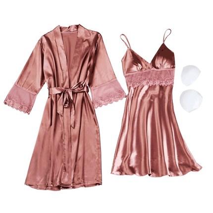 high quality Women Lace Sleeping Clothes 4 Seasons Fashion Sexy Sets V-Neck Sleepwear Women's Pajamas Spaghetti Strap With Coat