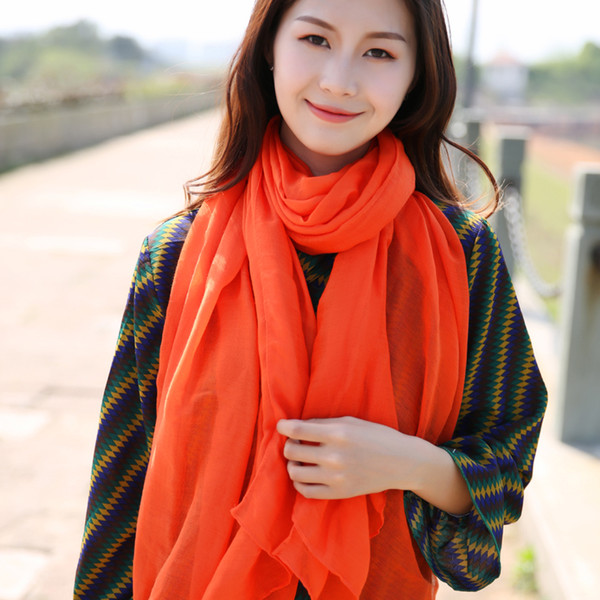 Wholesale women's autumn and winter scarves linen scarves wild solid color cotton long paragraph new shawl