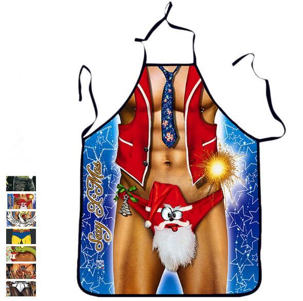 Christmas print ad apron Adam Eve sexy adult gifts funny home wholesale Europe and America creative