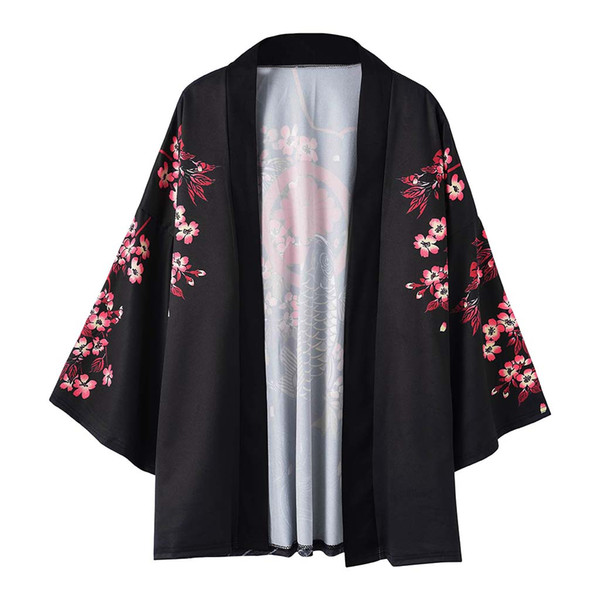 ROBEJapanese summer new men and women couples cardigan anti-mite cloak robe print enamel pattern seven-point sleeve coat Report