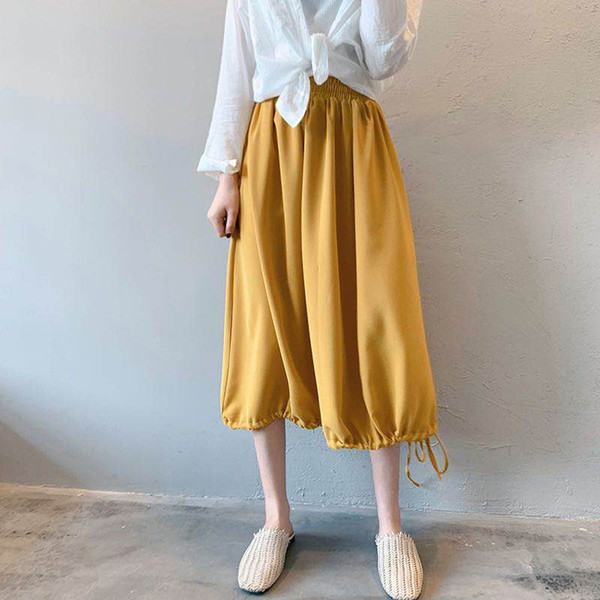 2019 new playful fashion skirt A-line version elastic waist tail drawstring heart machine design lantern skirt