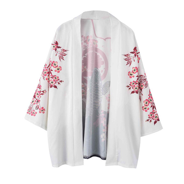 ROBE summer Tang suit Japanese retro seven-point sleeve kimono shirt male couple with loose thin shirt robe