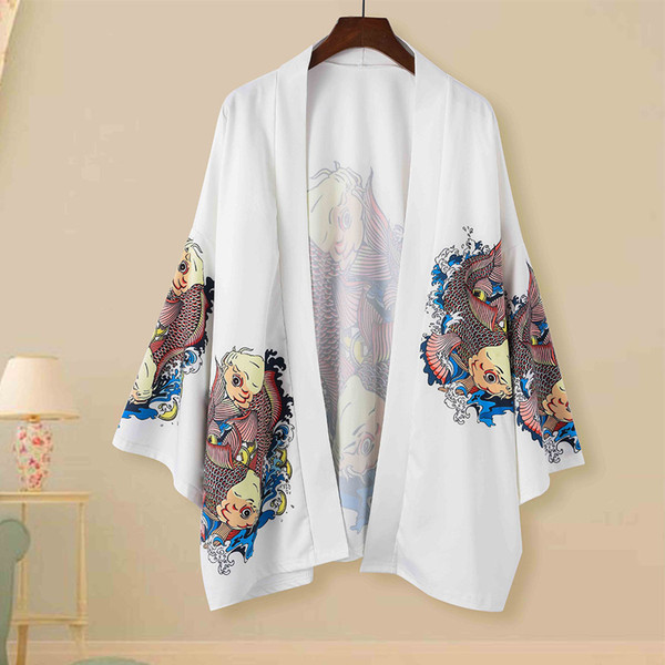 ROBE Foreign for the best selling new robes youth Japanese thin section seven-point sleeve printing skull python personality tide Report