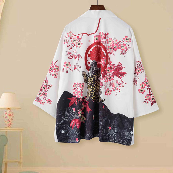 Ins summer Chinese dragon robes seven-point sleeve shirt Chinese wind country tide thin section loose tide brand new Hanfu