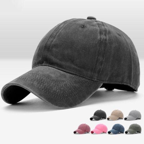 Men Plain Washed Cap Style Cotton Adjustable Baseball Cap Blank Solid Hat