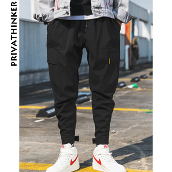 Privathinker Men Black Joggers Pants Summer 2019 Mens Big Pockets Ankel Cargo Pants Male Spring Streetwear Overalls Sweatpants V191019