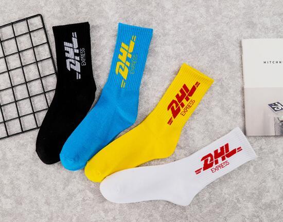 Men's and women's fashion street, Europe, America, hot, middle school, tube school, wind, letter, cotton, DHL skateboard sports socks