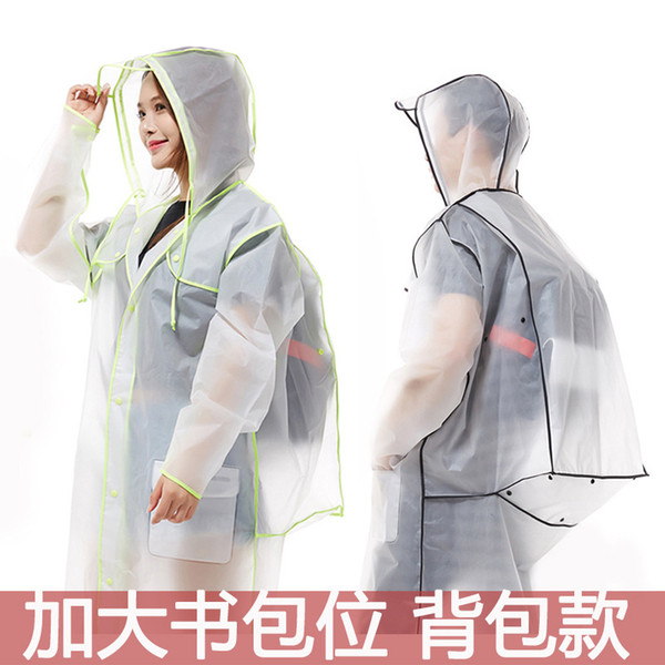 Adult Hiking Tour Long Raincoat with Backpack Position Men's and Women's Outdoor Transparency EVA Raincoat Thick Joint Raincoat