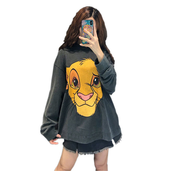 2019 Autumn Winter women Sweatshirt The Lion King Cartoon Print hoodies jacket Female Warm Fashion Coat Casual Female OutwearMX191008