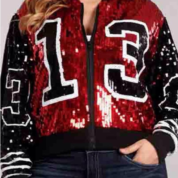 Greek Fashion lady streetwear coat 13 sequins zip up long sleeve sporty bat sleeved Sorority jacketsMX190930