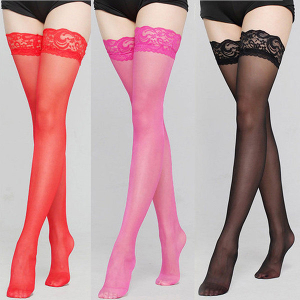 Women Ultrathin Lace Top Thigh High Silk Stockings Fashion Sexy Lady Stockings Sheer Thigh High Stockings by Coquette Colours