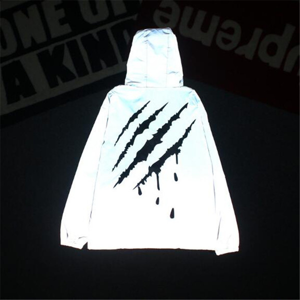 3M reflective luminous mens jacket scratch printing hip-hop personality men women coats spring Autumn hooded Fluorescent jacketsMX190926