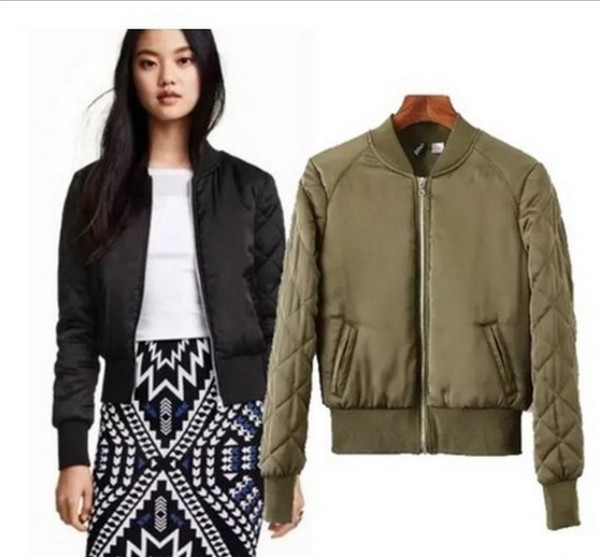 women basic coats quilting Cotton Bomber Jacket women Quilted Zipper Casual Padded Outwear Vintage Zip Up Biker Coat StylishMX190930